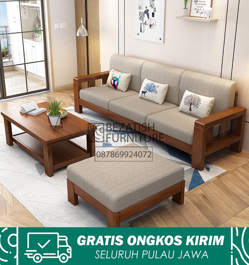 Kursi Tamu Minimalis Sofa Sudut Kayu Jati